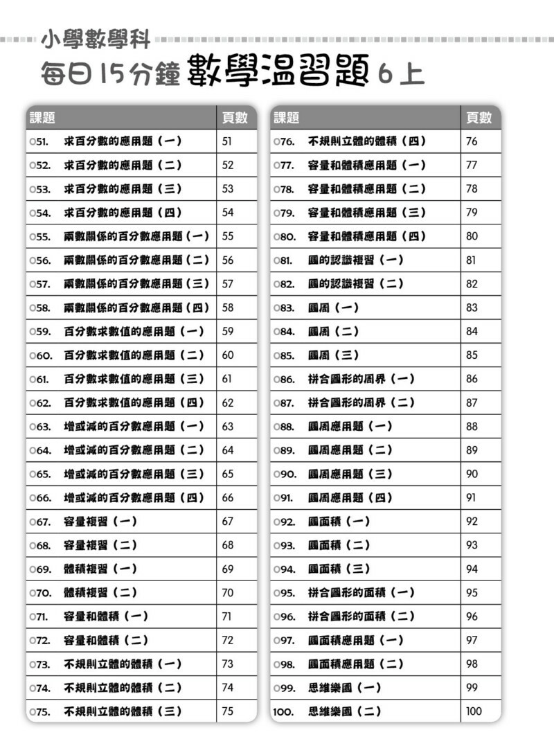 【多買多折】每日15分鐘數學溫習題 (新課程版) 6上