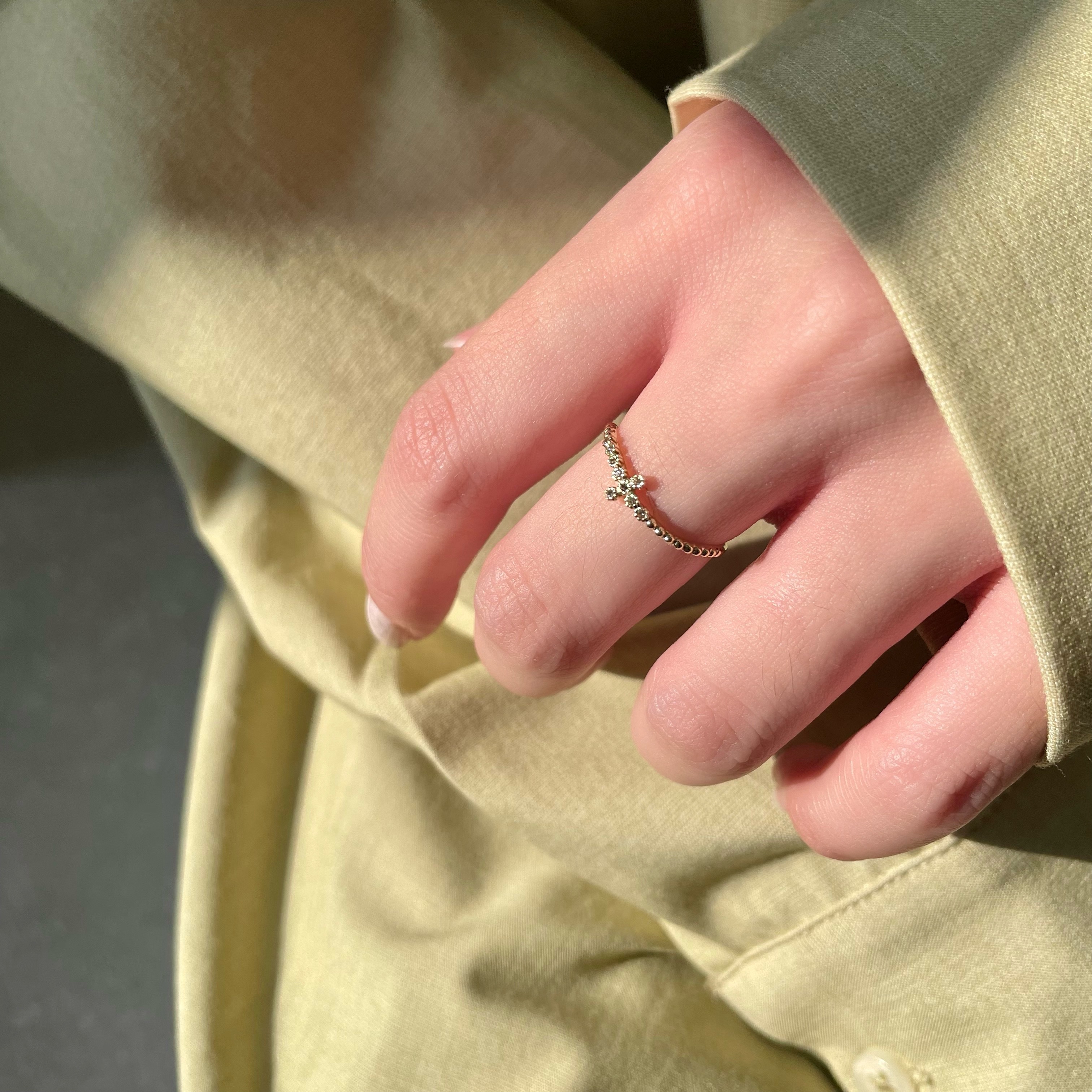 14k波浪蛋糕cross戒指