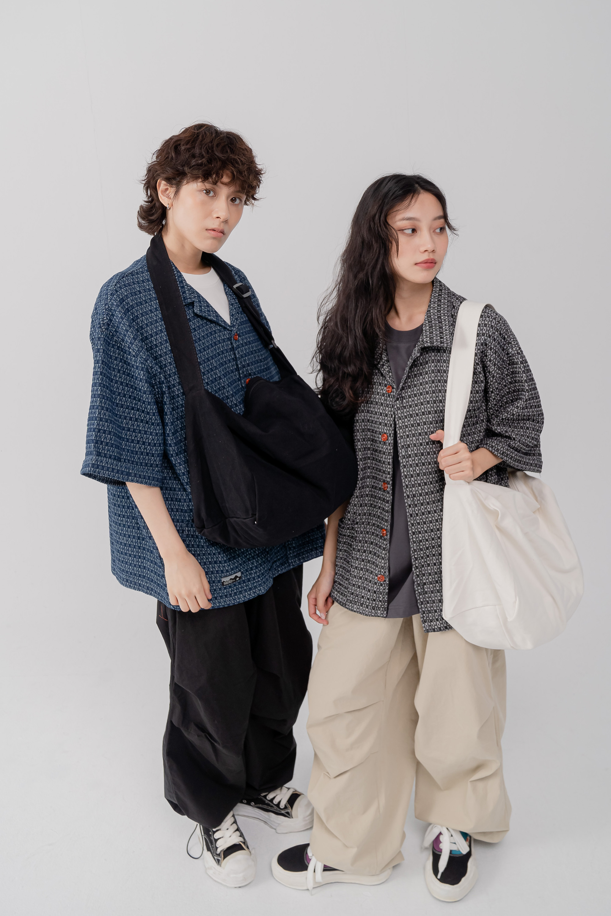 日系帆布托特型斜背包