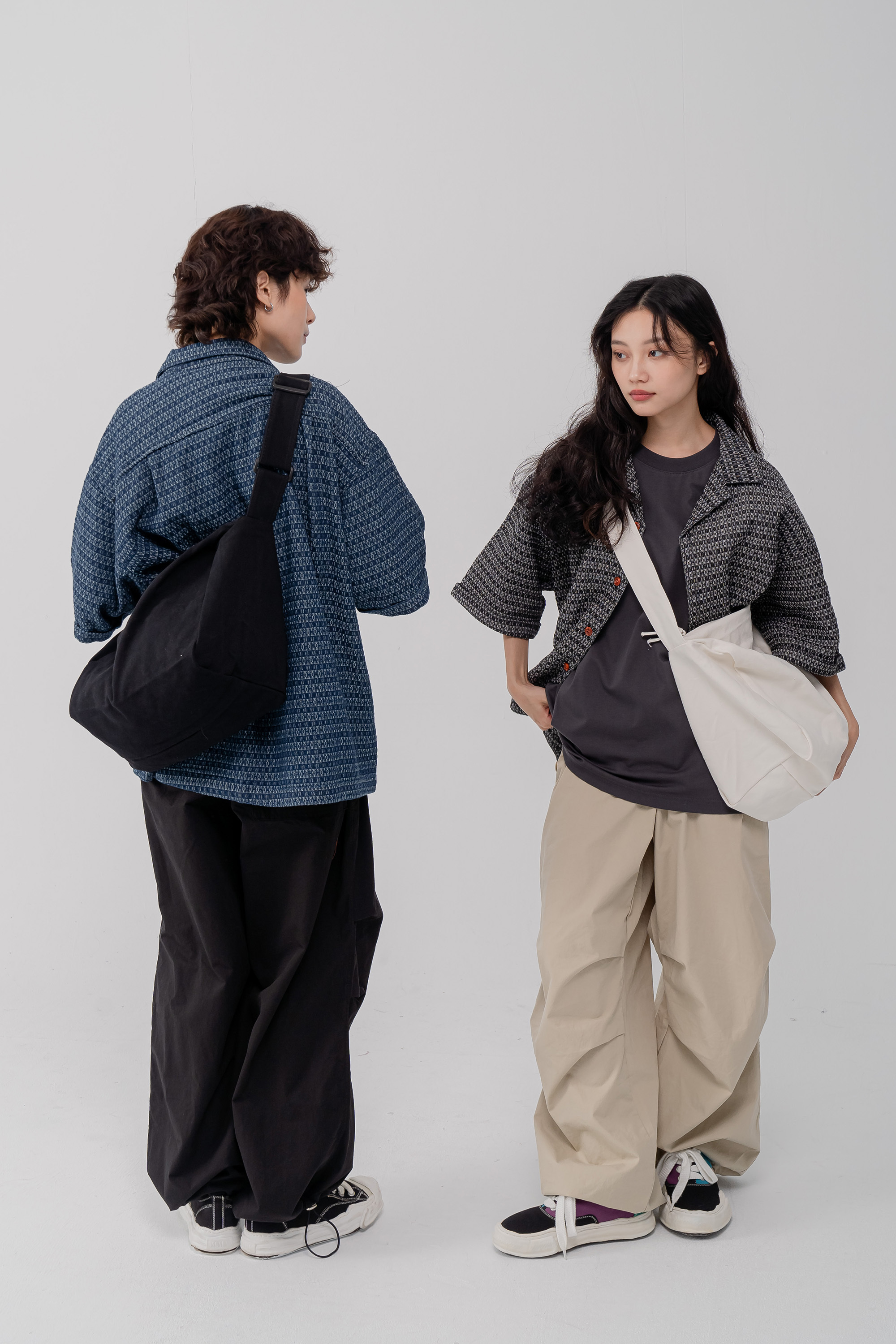 日系帆布托特型斜背包