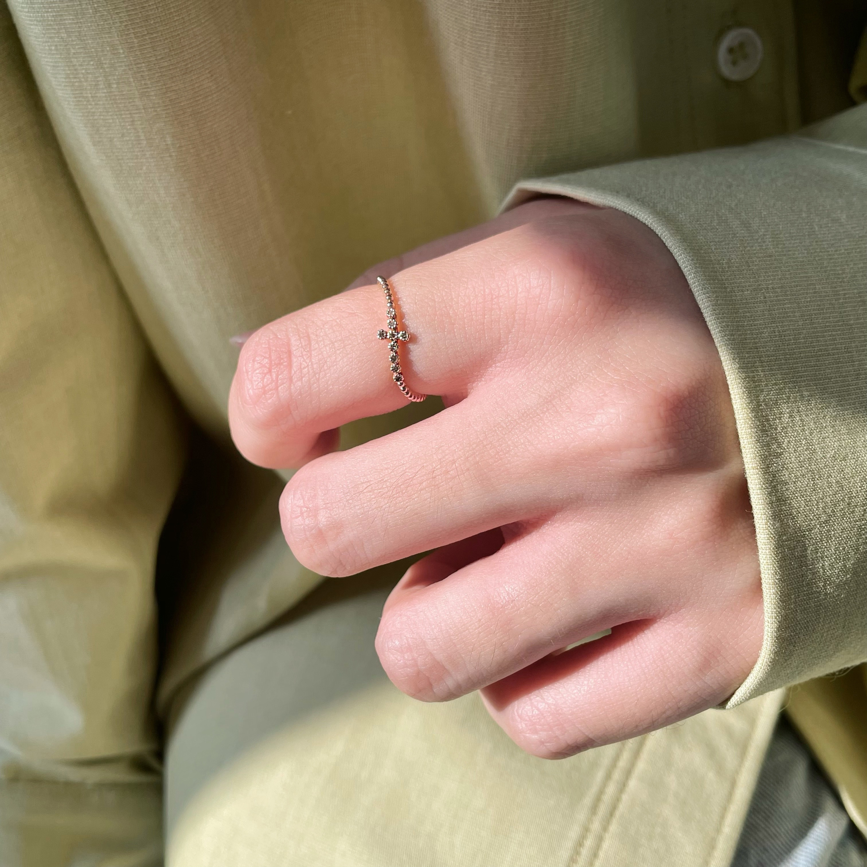 14k波浪蛋糕cross戒指