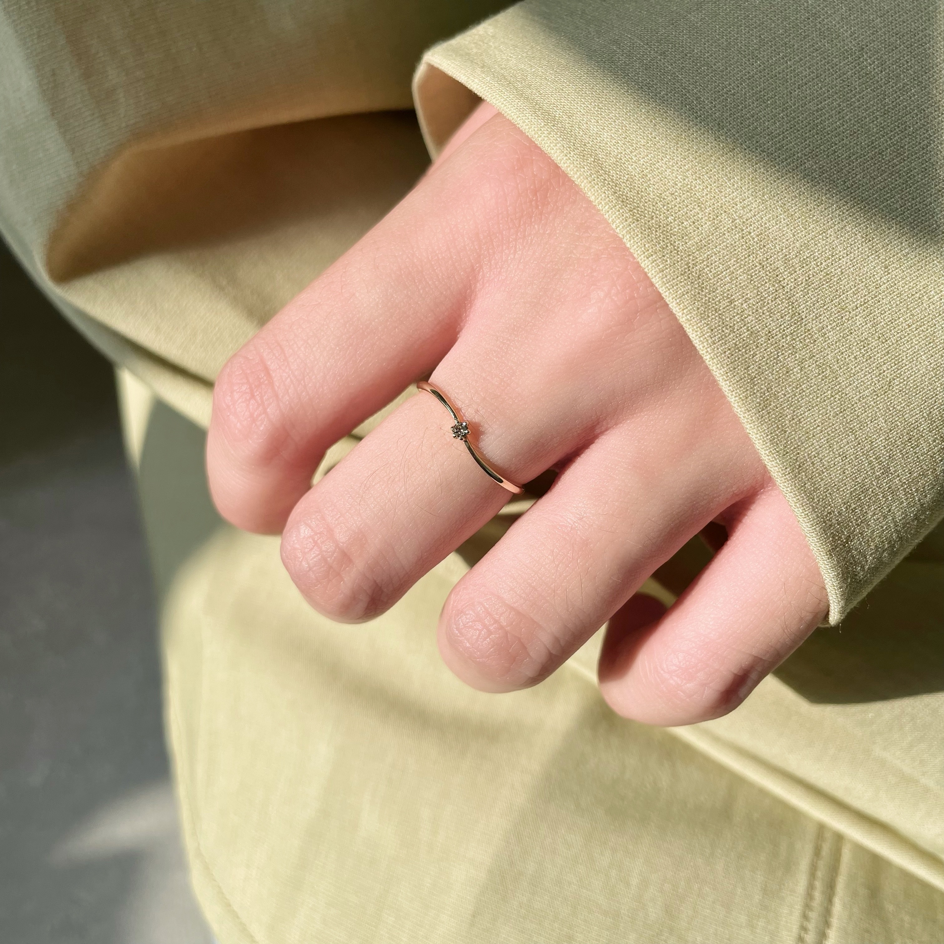 14k波浪六爪真鑽戒指