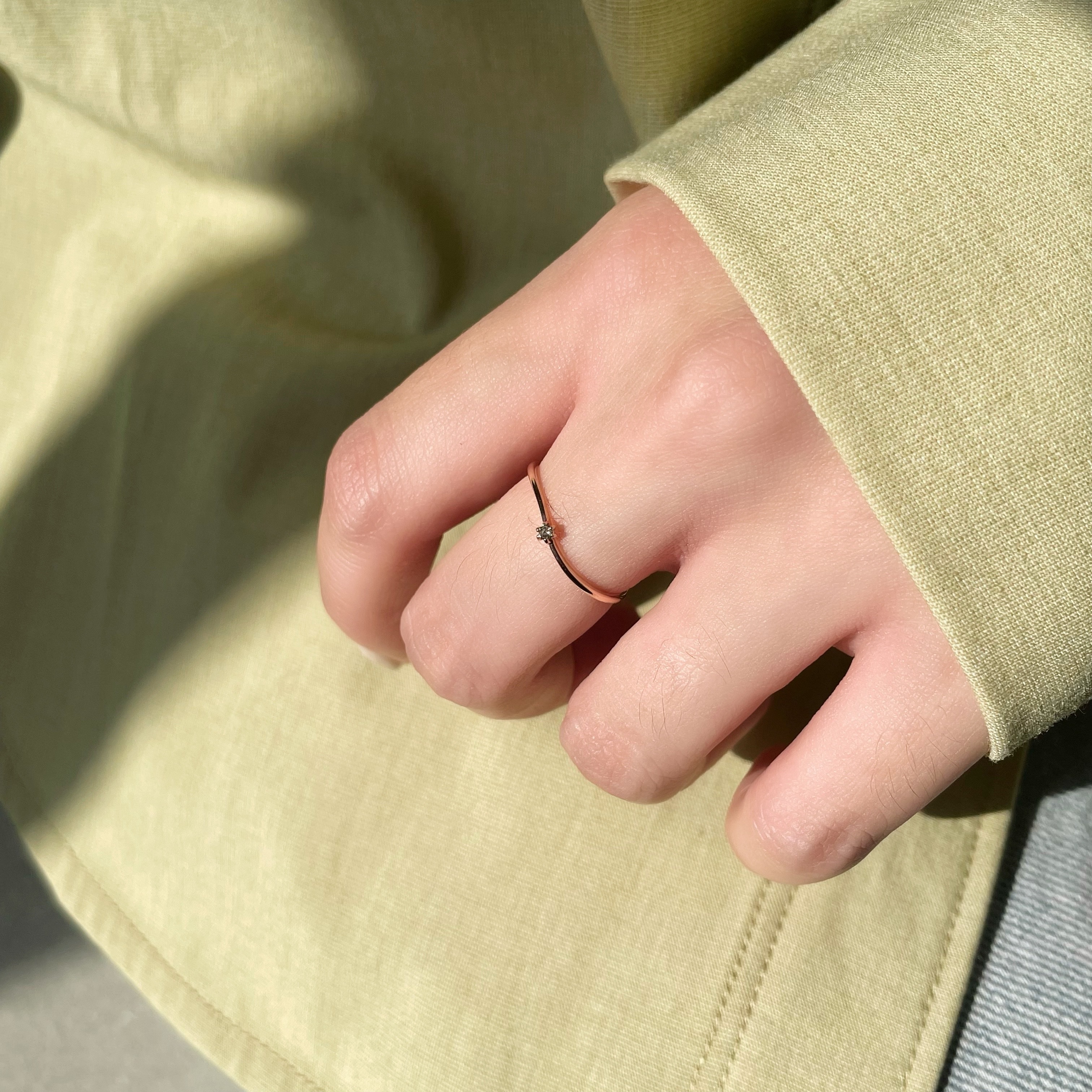 14k波浪六爪真鑽戒指