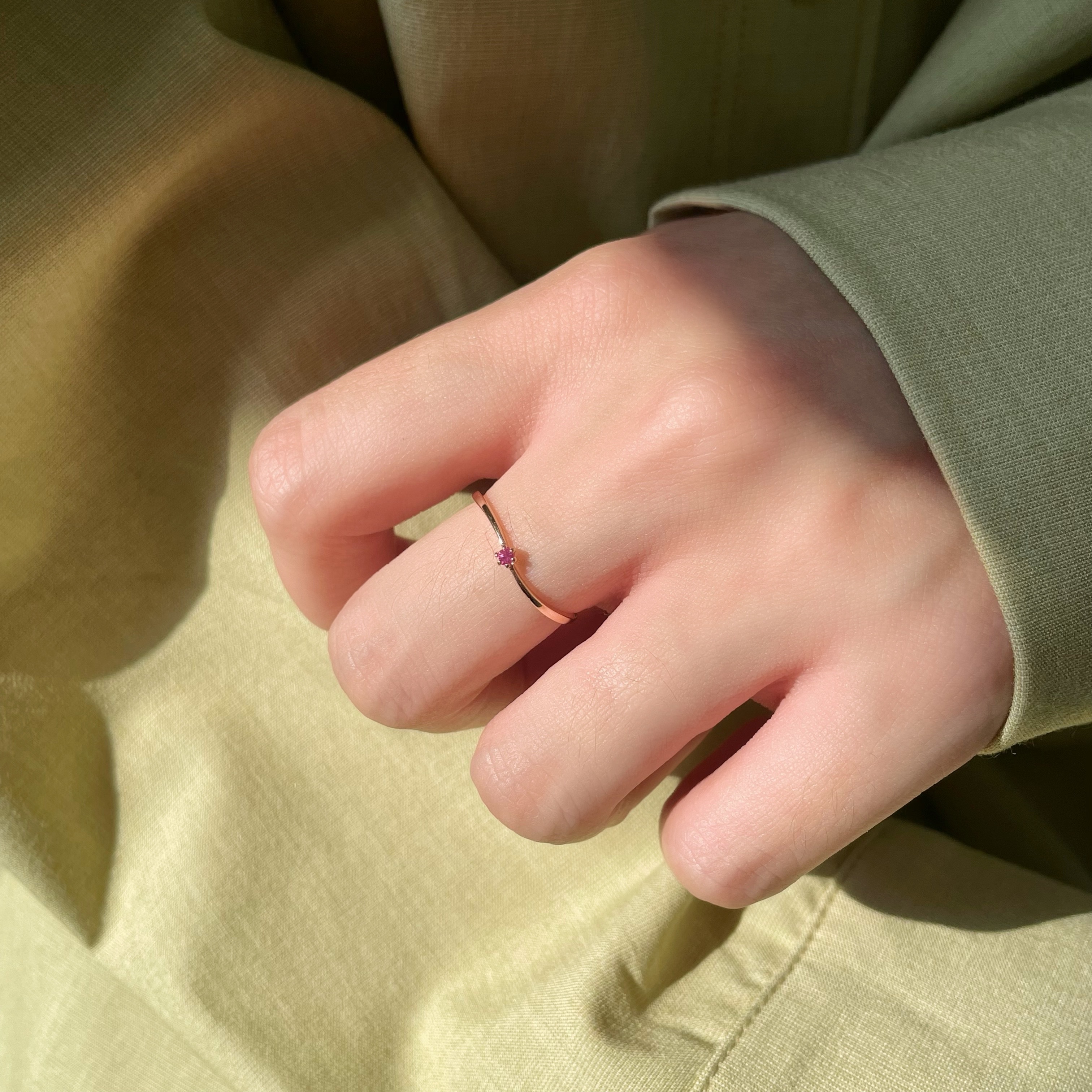 14k波浪六爪紅寶石戒指