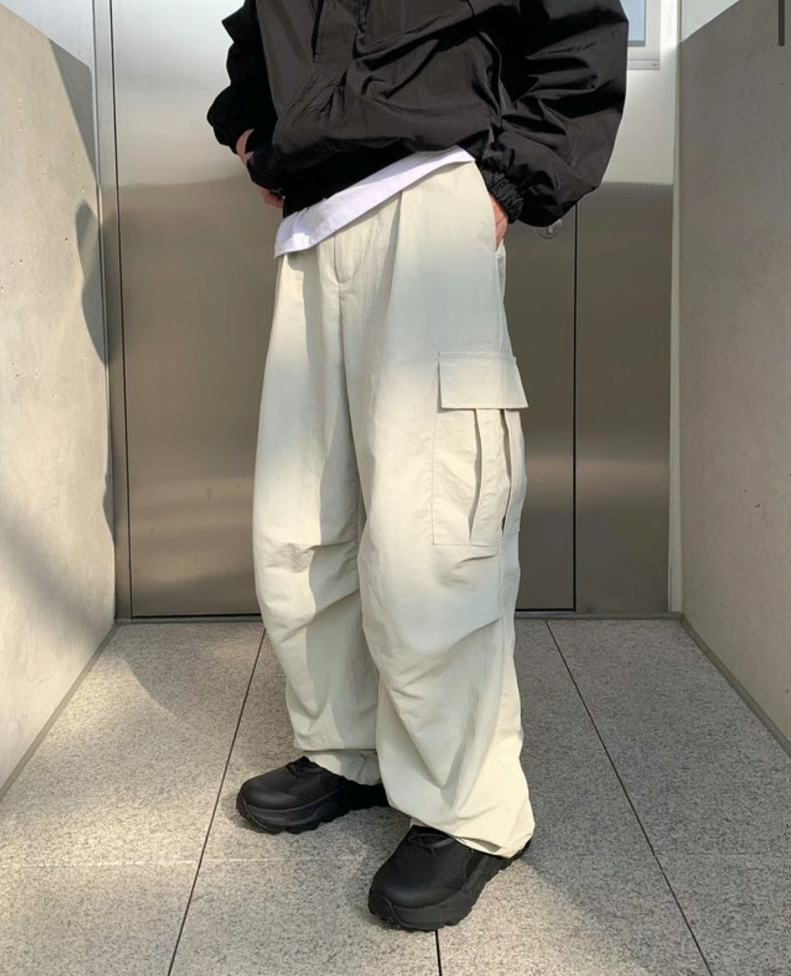 🇰🇷韓國 側口袋 尼龍 落地 長褲