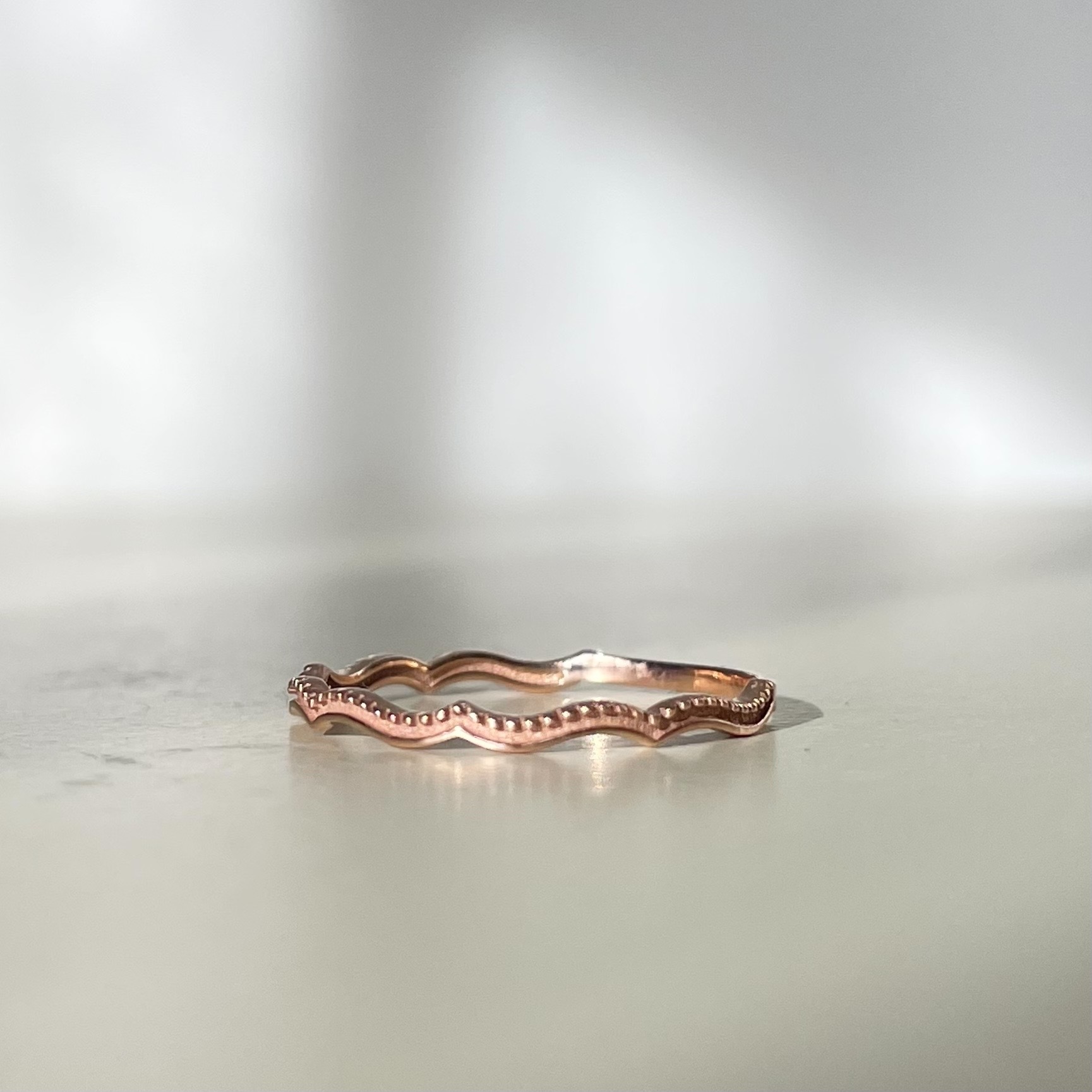 14K細珠波浪戒指