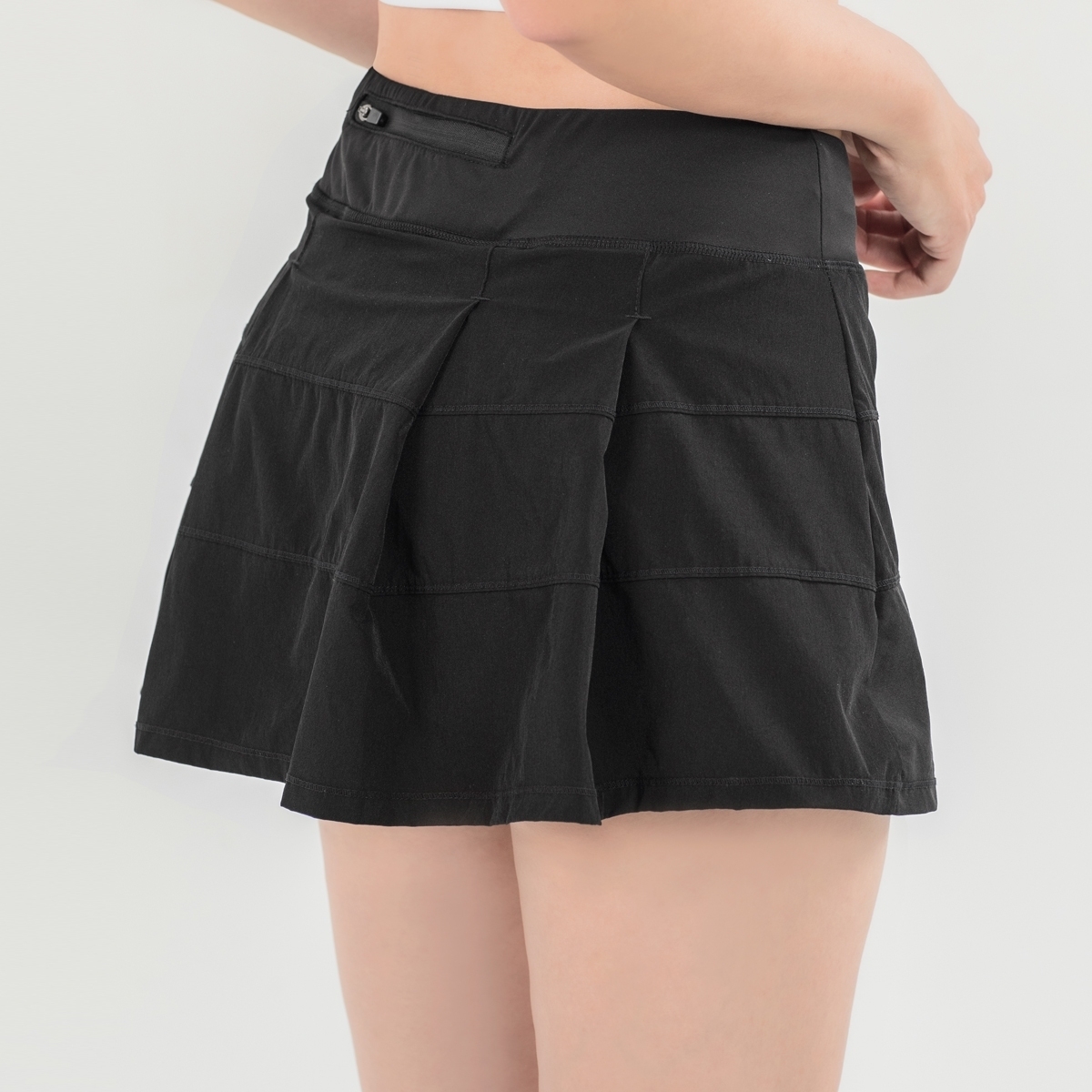 素色百褶褲裙 黑