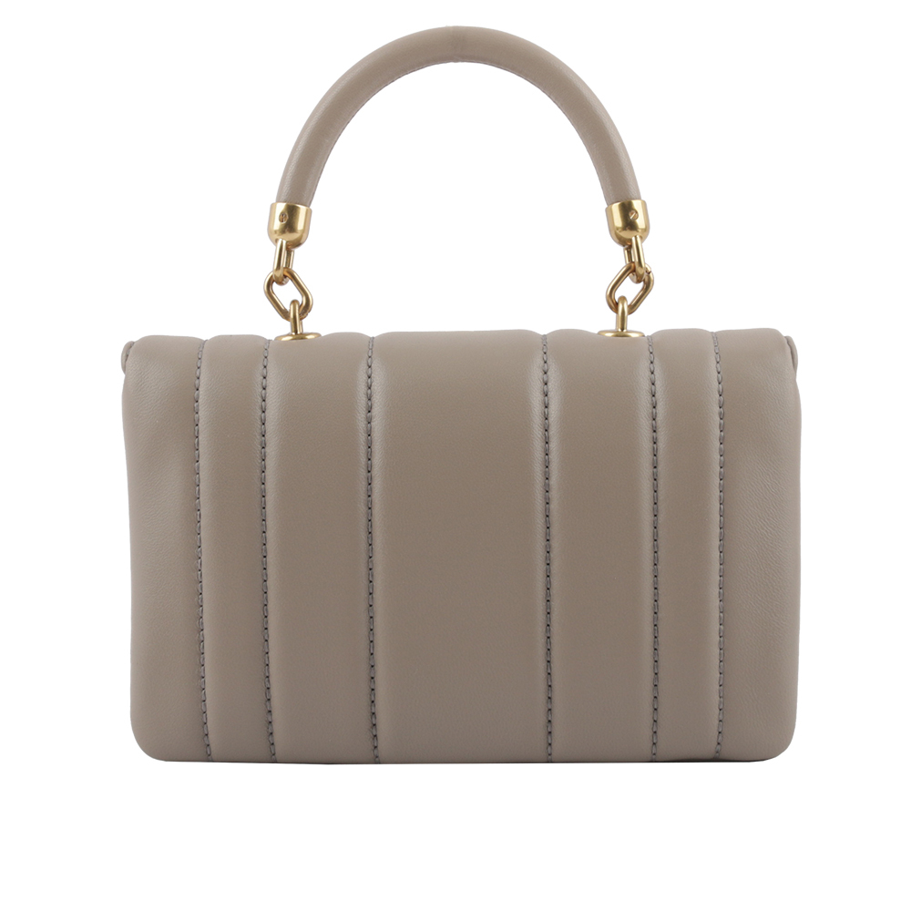 【TORY BURCH】Kira 直條縫線皮革手提/斜背迷你二用包(灰色) 143506 082