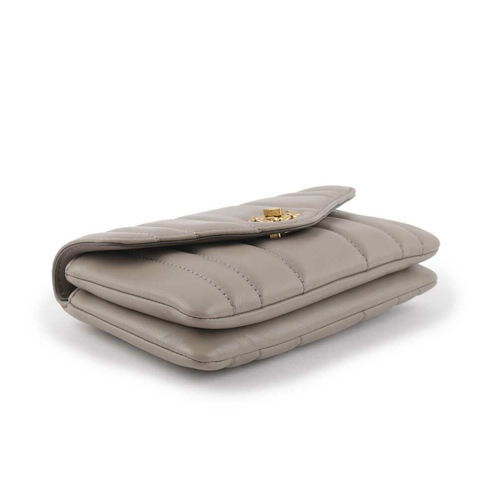 【TORY BURCH】Kira 直條縫線皮革手提/斜背迷你二用包(灰色) 143506 082