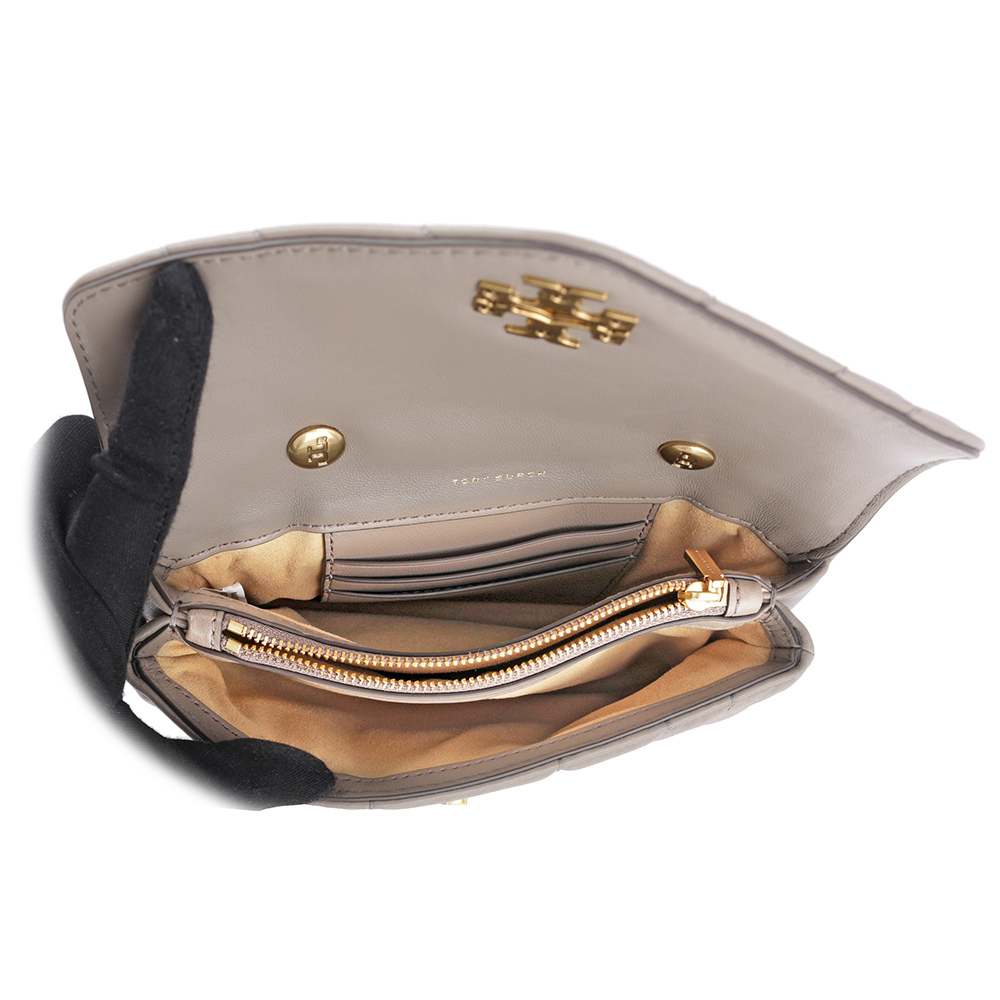 【TORY BURCH】Kira 直條縫線皮革手提/斜背迷你二用包(灰色) 143506 082