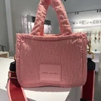 [S] MARC JACOBS 4P3HTT023H03 TERRY JUMBLED LOGO PATCH MEDIUM TOTE BAG,QUARTZ PINK, 196611056786 (SMJ127)