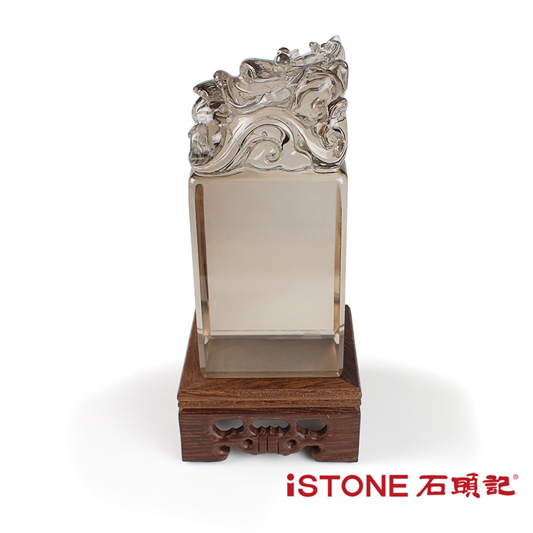 石頭記-黃水晶龍印雕件-權財巔峰