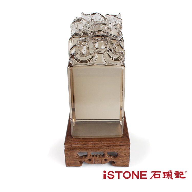 石頭記-黃水晶龍印雕件-權財巔峰