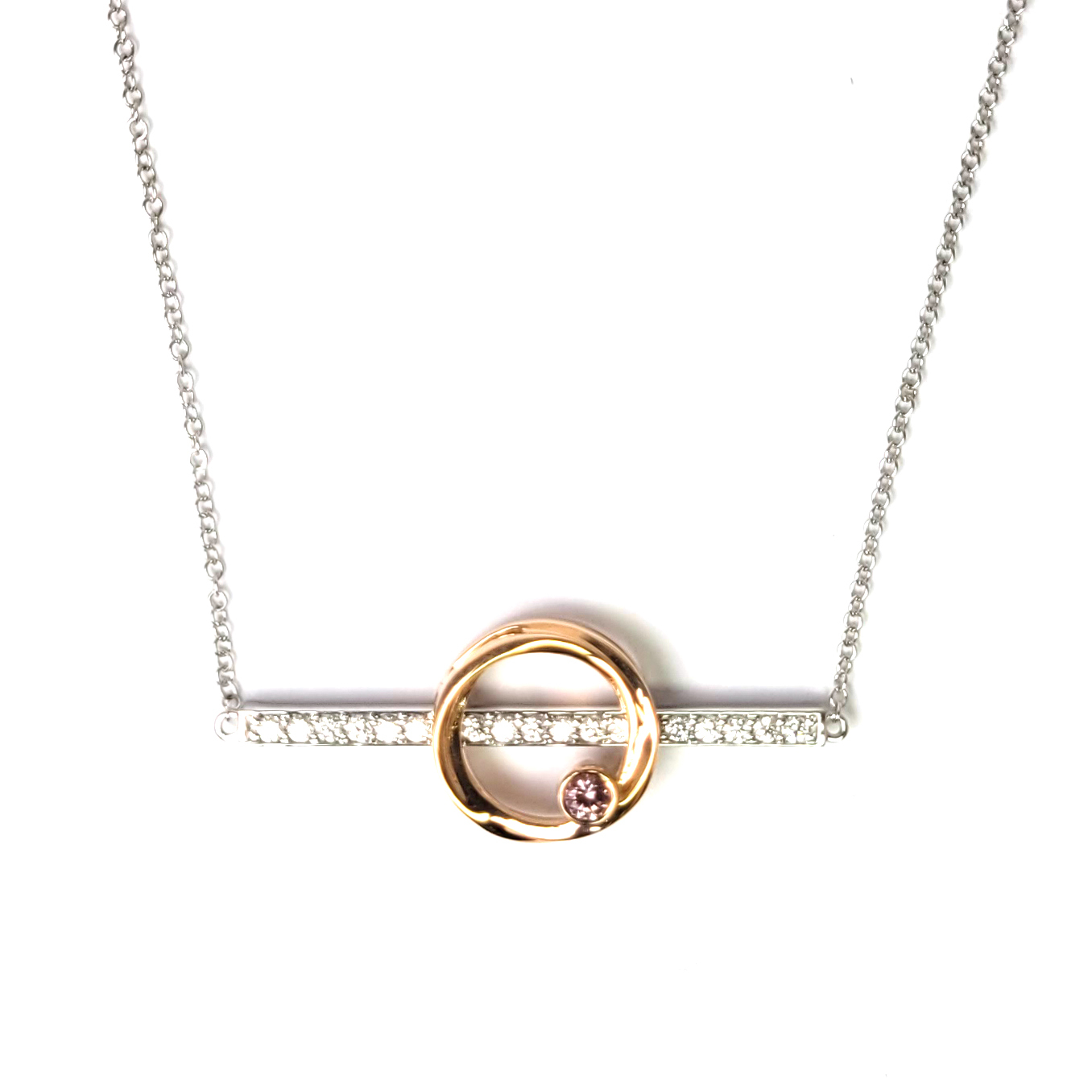 18K白金及玫瑰金天然鑽石頸鏈