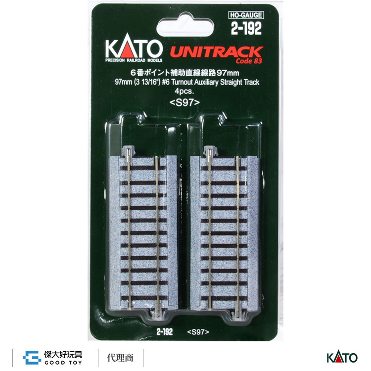 KATO 2-192 (HO) 6號道岔輔助直線線路 97mm (4入)