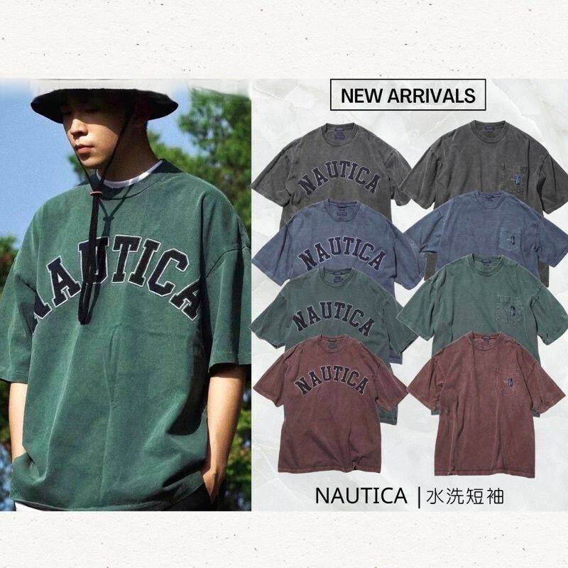做舊水洗質感爆表❗️NAUTICA長谷川水洗做舊重磅刺繡口袋 短袖 T恤 短袖 短T