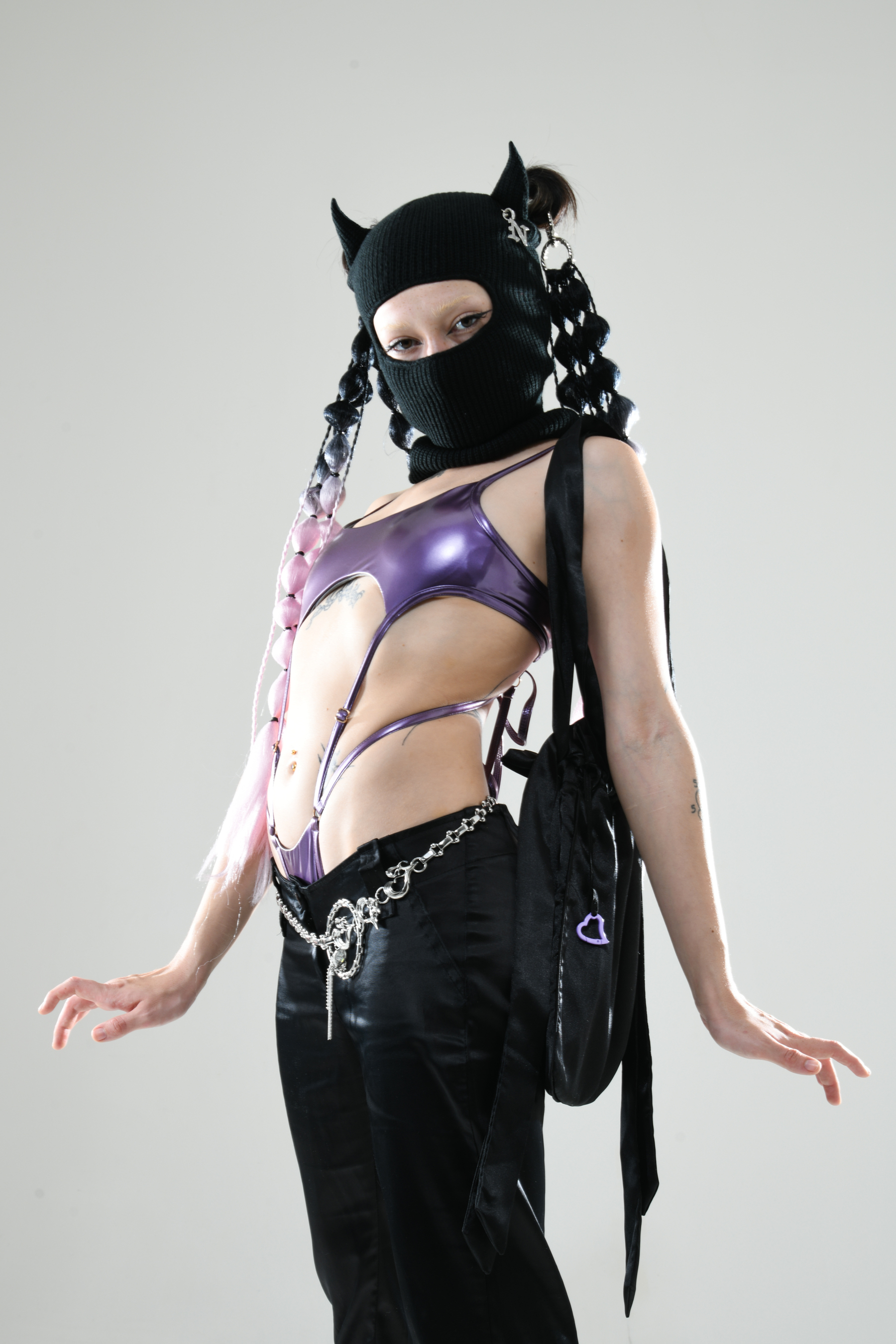 Inferno Vinyl Slingshot Bodysuit METALLIC VIOLET