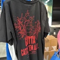 [S] ADLV POKEMON GYARADOS SHORT SLEEVE T-SHIRT,BLACK, ADLV23SS-SSPKGR-BLK (SAV177)