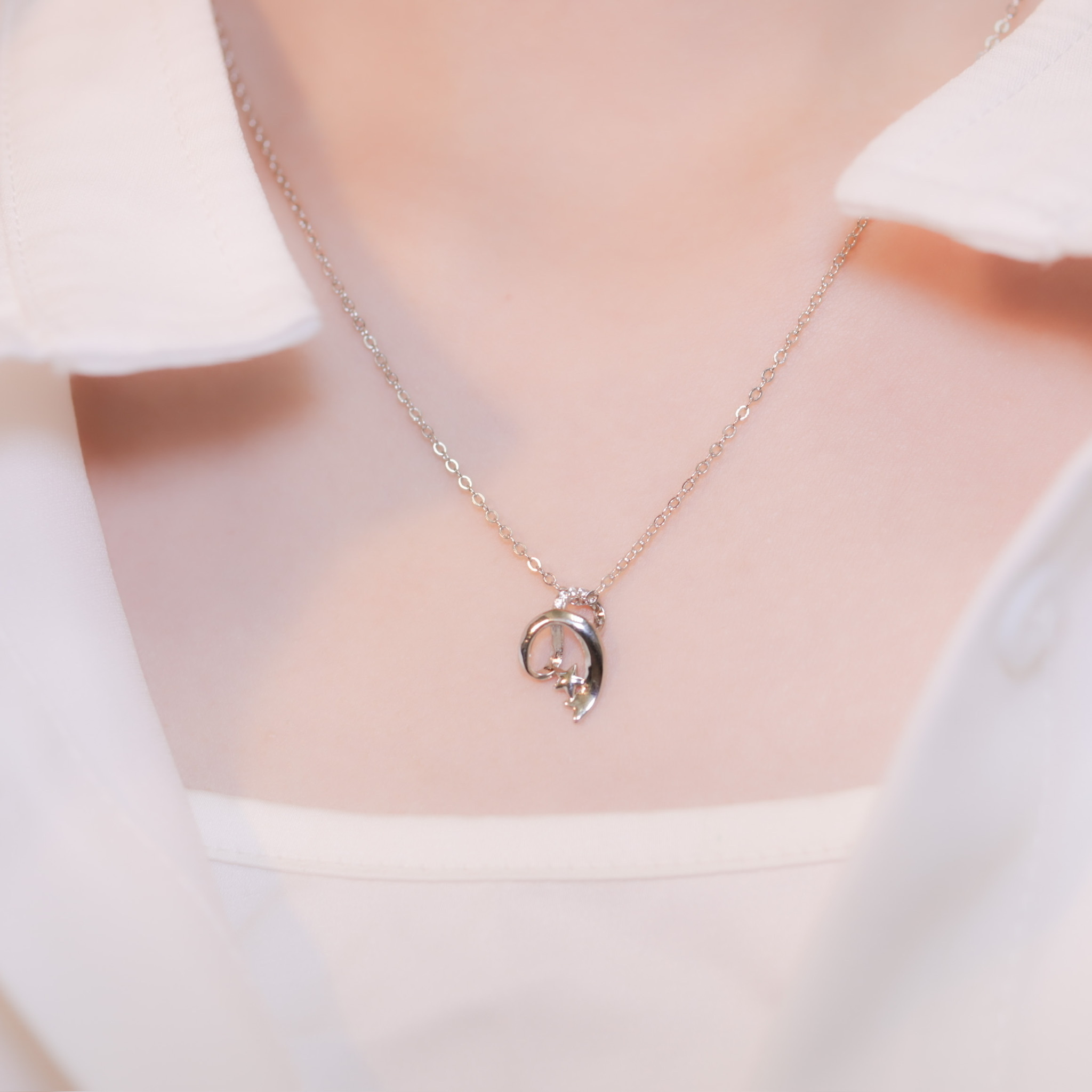 | 925純銀・白金 | 星星小徑項鍊 | NE0811 |