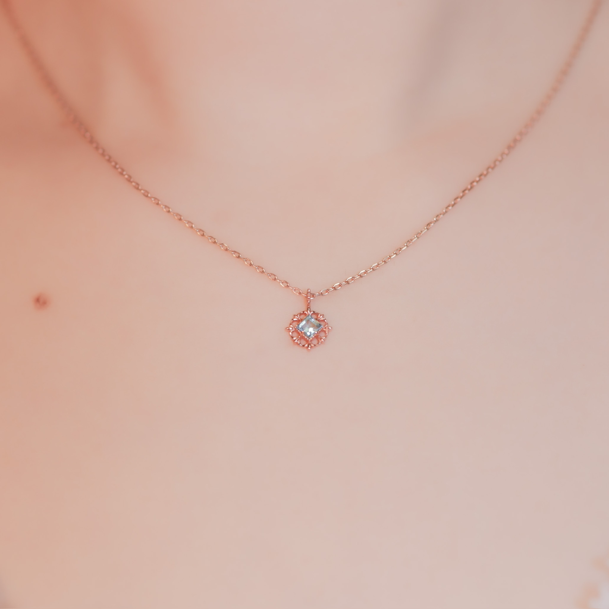 | 925 Silver・Rose Gold・Topaz | Blue Lake Necklace | NE0502 |