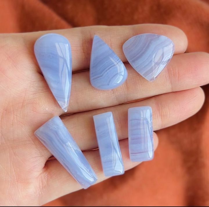 [原石] 藍紋瑪瑙 水晶墜面