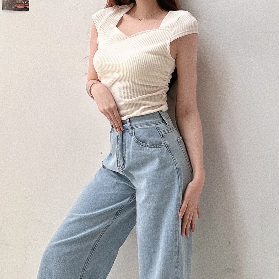 韓妞五角鬆餅紋抓皺上衣/三色