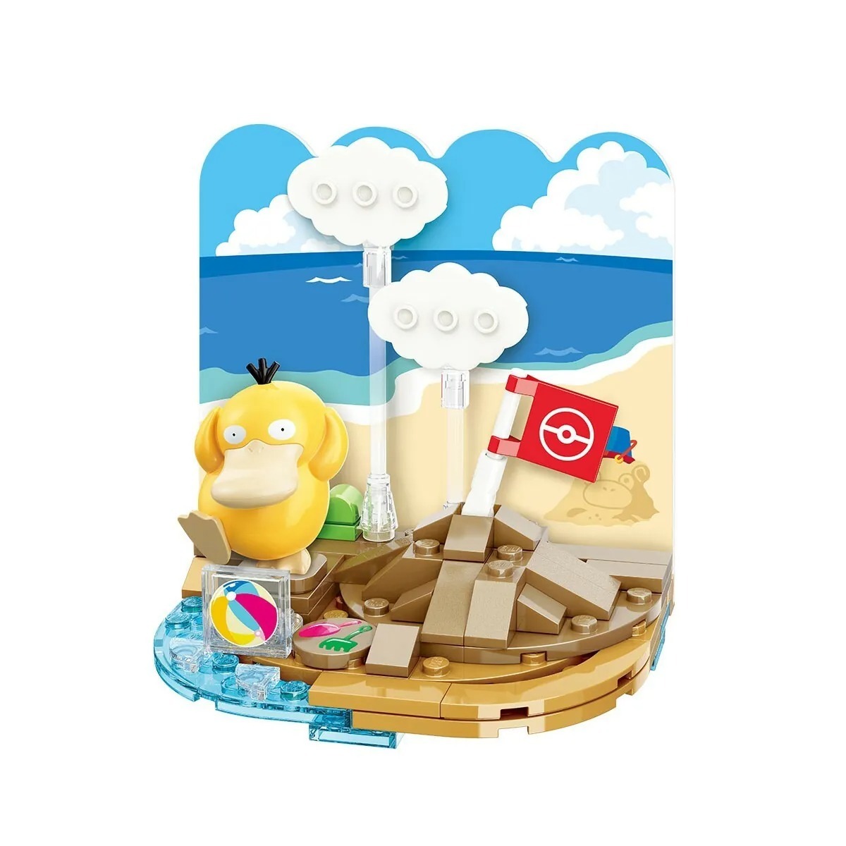 Qman 寶可夢小場景積木 可達鴨堆沙堡