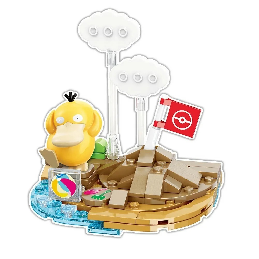 Qman 寶可夢小場景積木 可達鴨堆沙堡