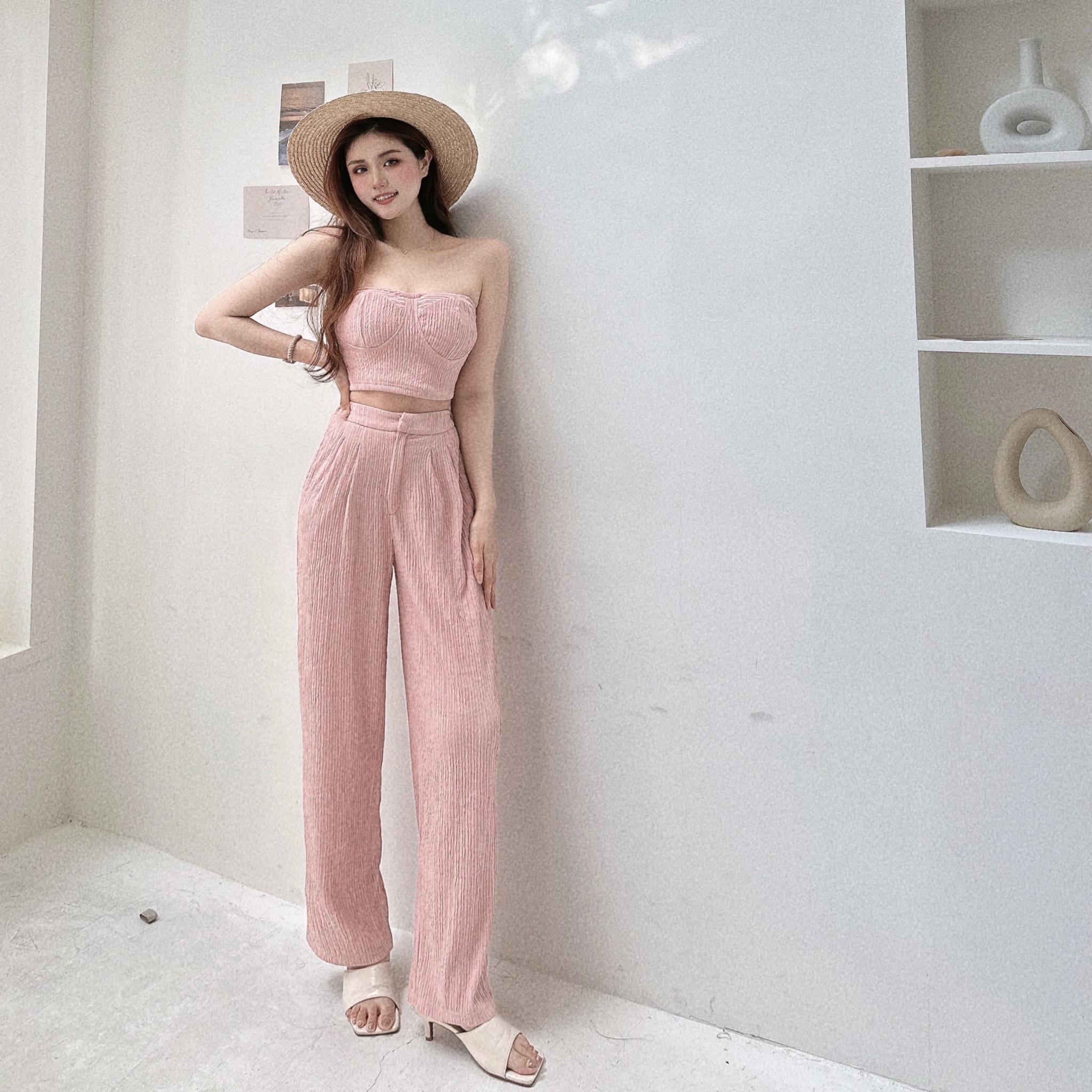 夏日微光皺皺馬甲套裝/三色