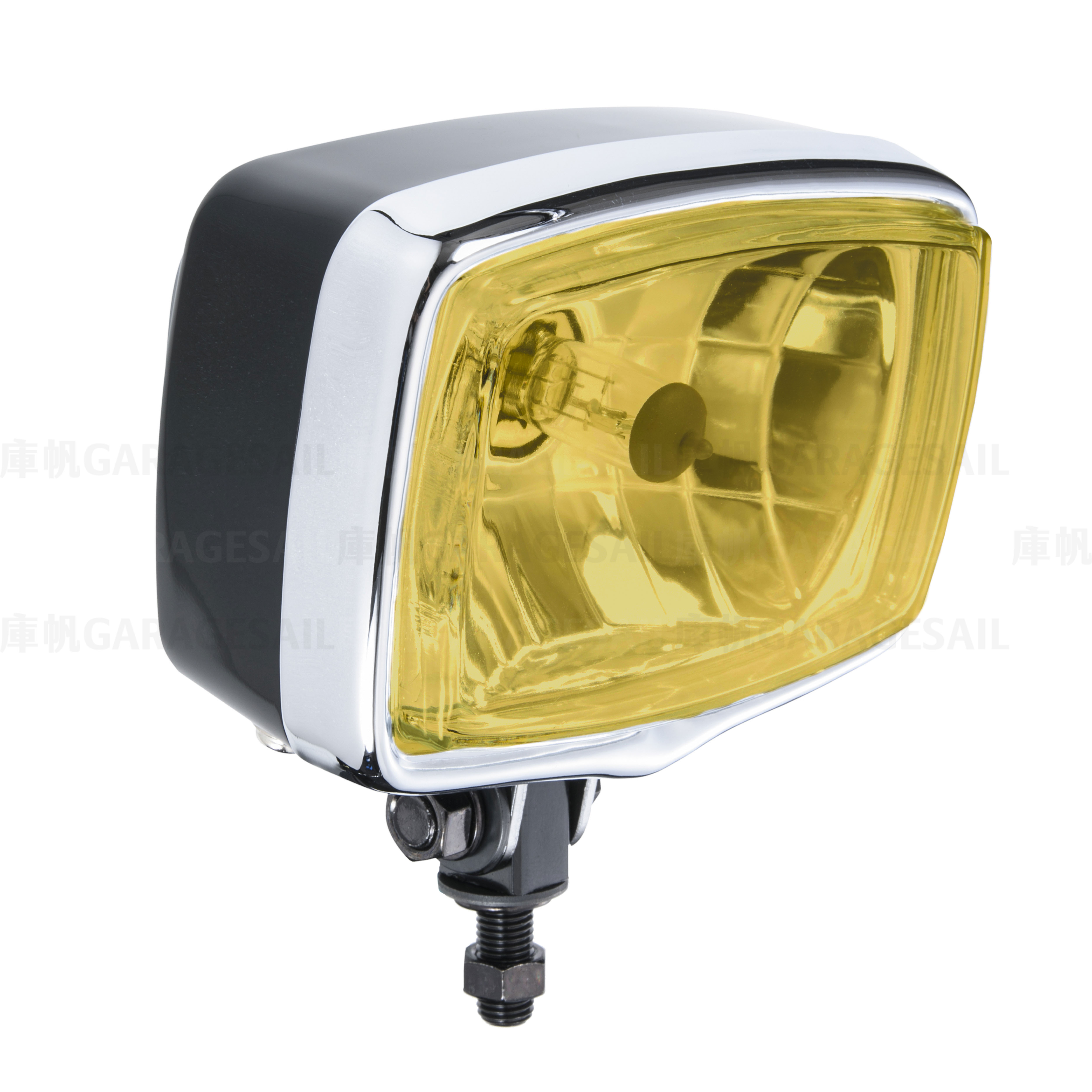 長方形 下鎖式 大燈 黑銀