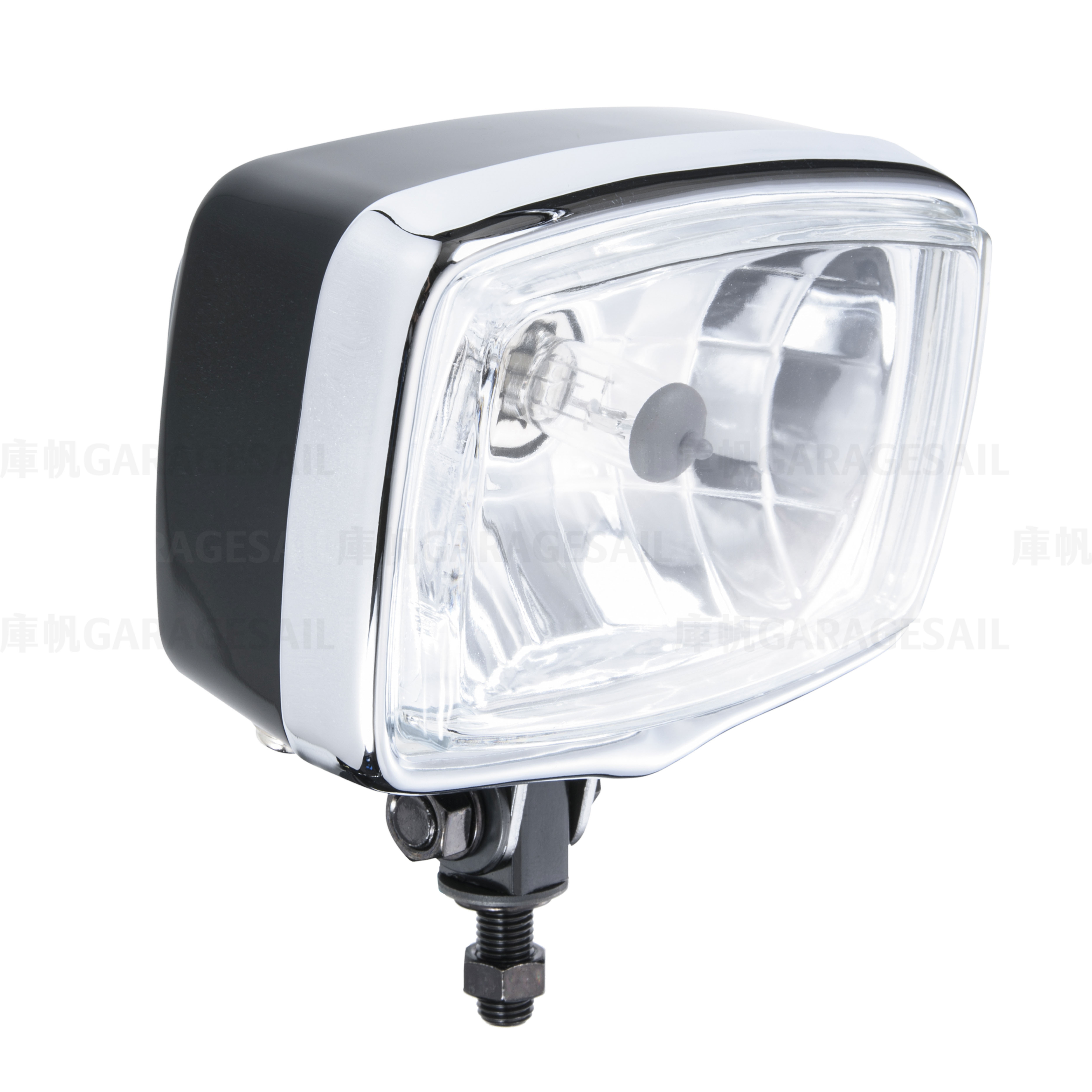 長方形 下鎖式 大燈 黑銀