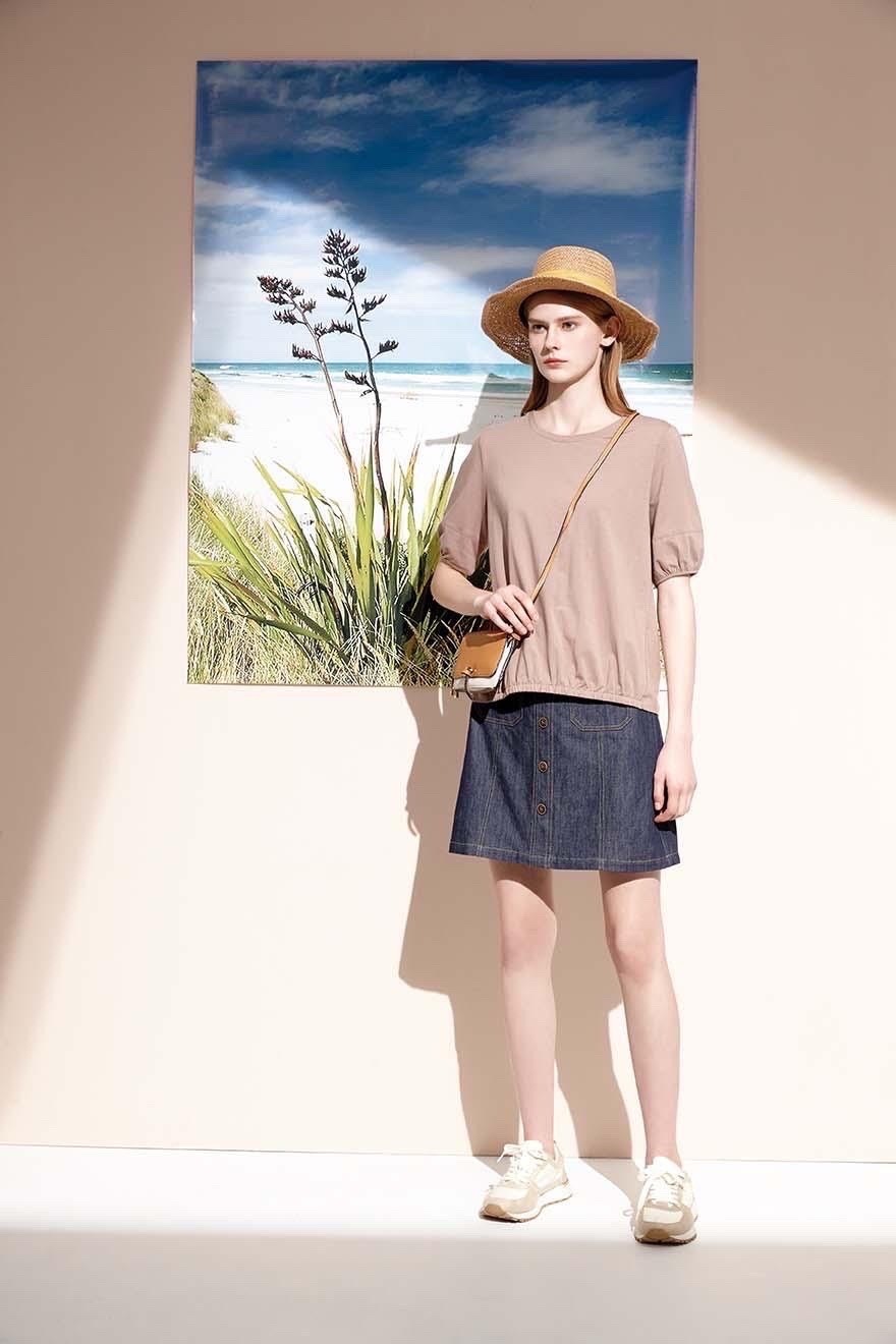 OL知性優雅純色前短後長修身棉T S6751