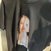 [S] ADLV BABY FACE MILK GIRL SHORT SLEEVE T-SHIRT,BLACK, ADLV22FW-SSBKBF-MKG (SAV191)