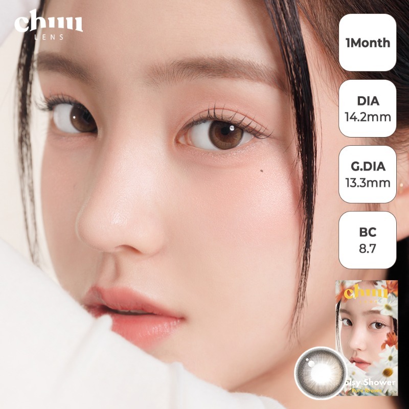 [預訂月拋]  CHUU LENS DAISY SHOWER 1 Month Pure Brown 月拋隱形眼鏡｜每盒2片
