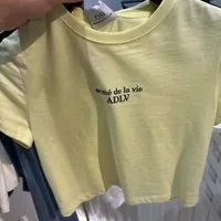 [S] ADLV A SPORTY BASIC LOGO EMBOSS PRINTING TRACK CROP T-SHIRT,LIGHT YELLOW, ADLV23SS-SSCBTK-LYW (SAV196)