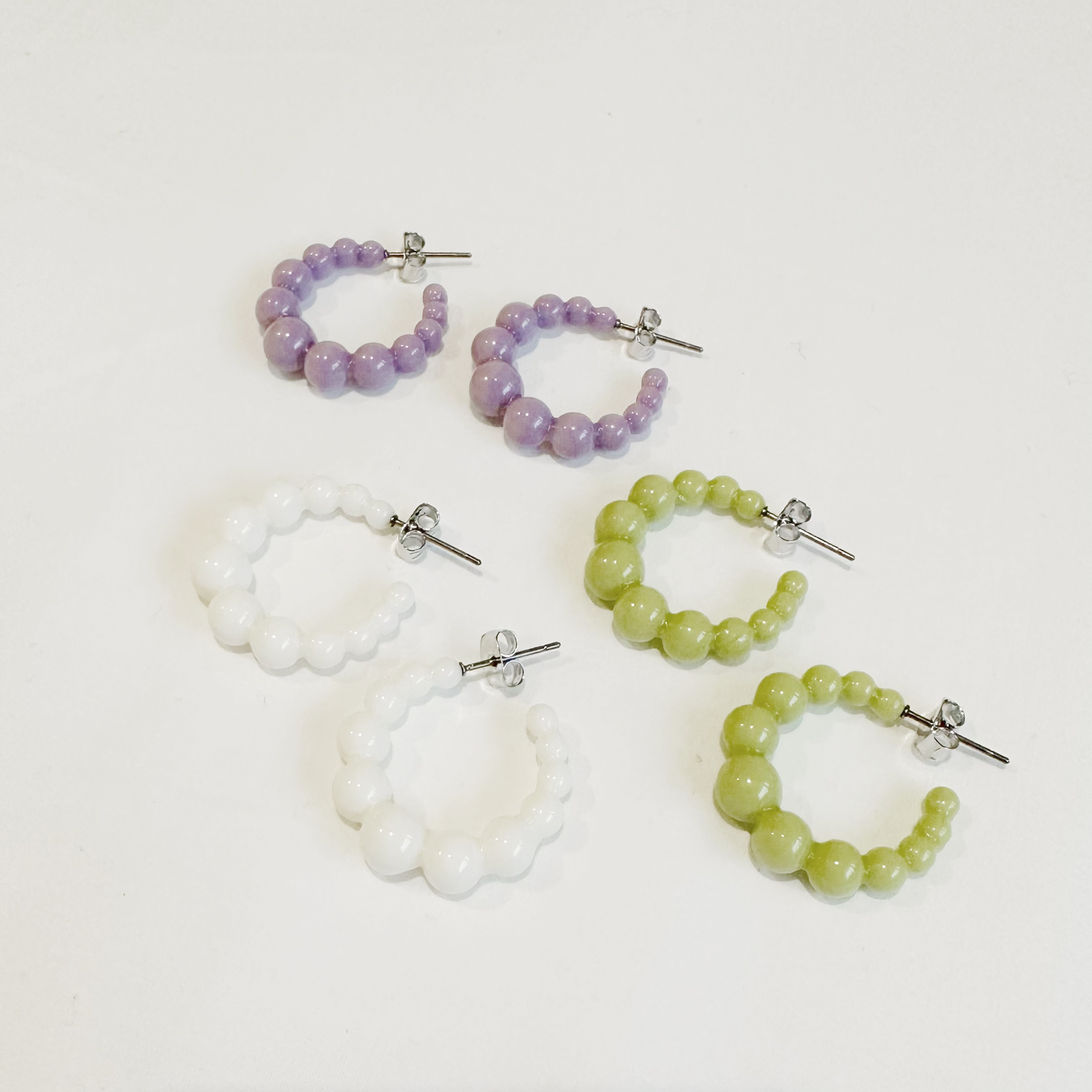 大小拼珠半圈耳環