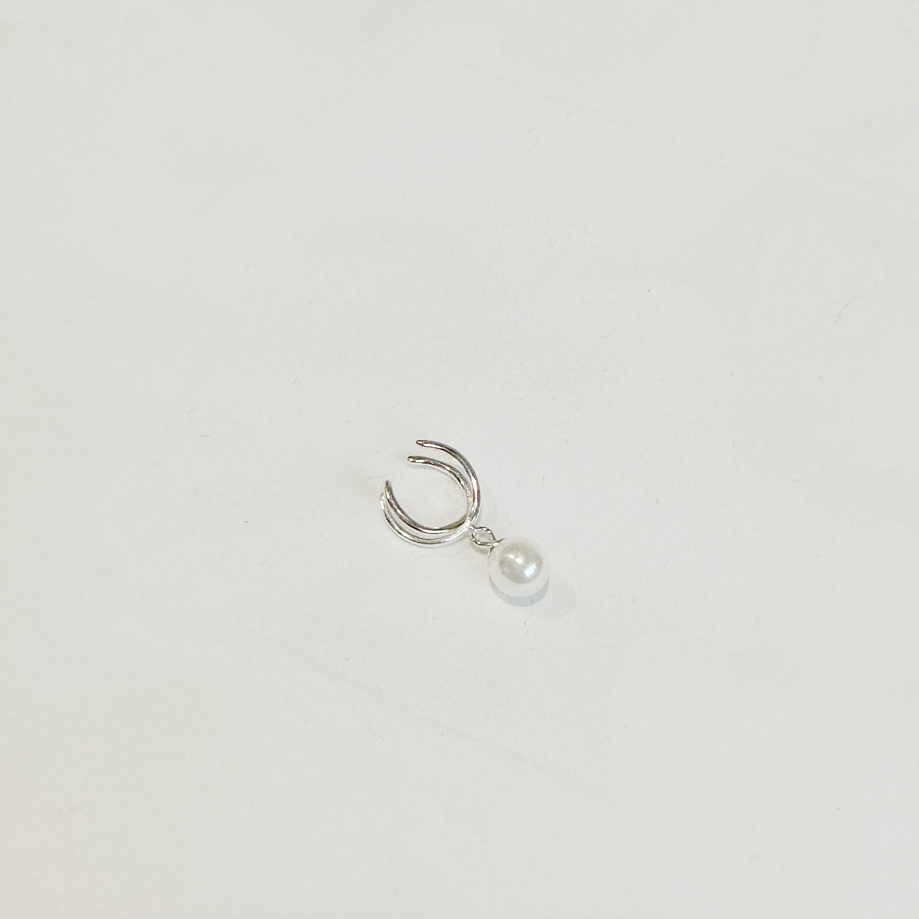 925純銀吊珍珠耳骨夾
