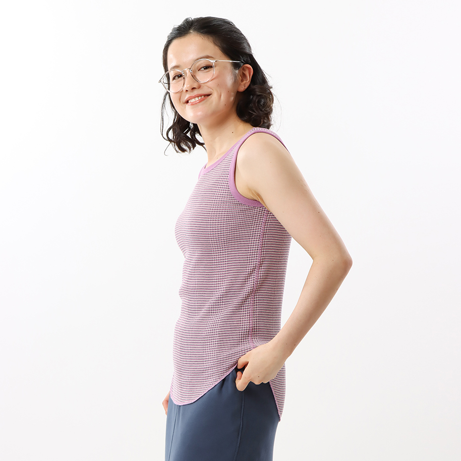 女款-CASUAL 質感條紋坦克背心-紫色條紋（CW-X327-190）
