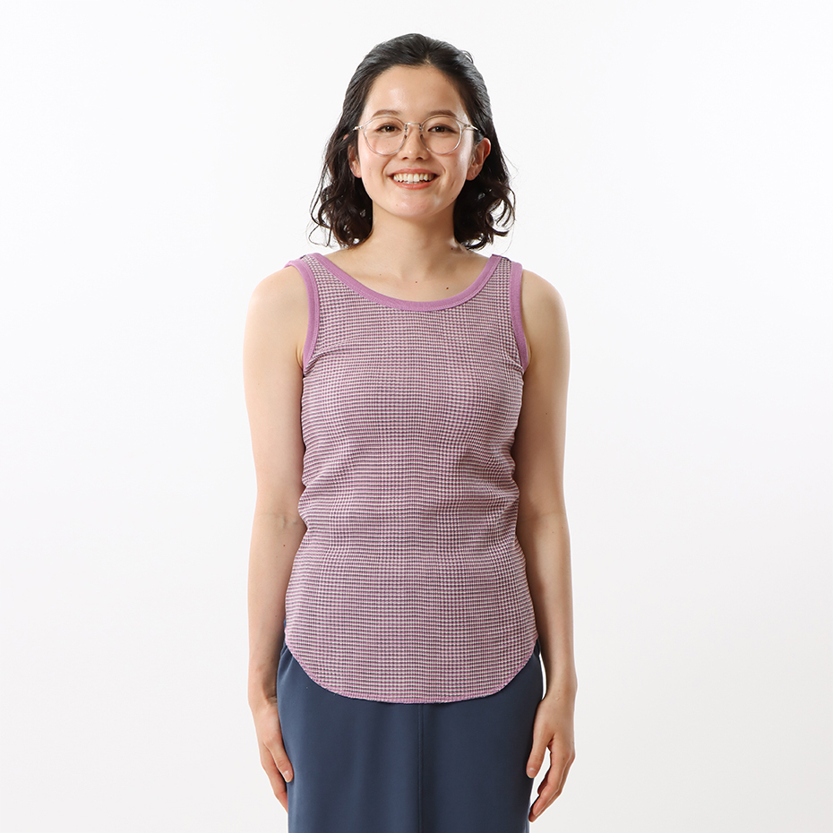 女款-CASUAL 質感條紋坦克背心-紫色條紋（CW-X327-190）