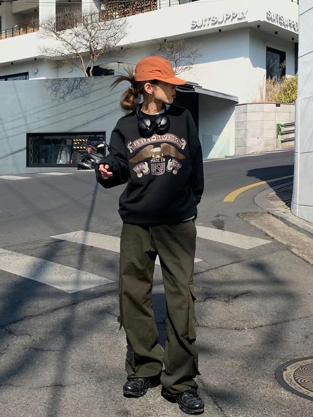 🇰🇷韓國 寬鬆 多口袋 完美廓形 墜感 百搭 長褲