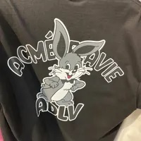 [S] ADLV CARTOON RABBIT SHORT SLEEVE T-SHIRT,BLACK, ADLV23SS-SSACTB-BLK (SAV226)