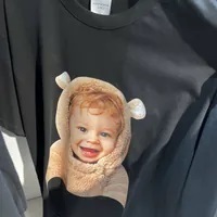 [S] ADLV BABY FACE BEAR DOLL SHORT SLEEVE T-SHIRT,BLACK, ADLV22FW-SSBKBF-BRD (SAV244)