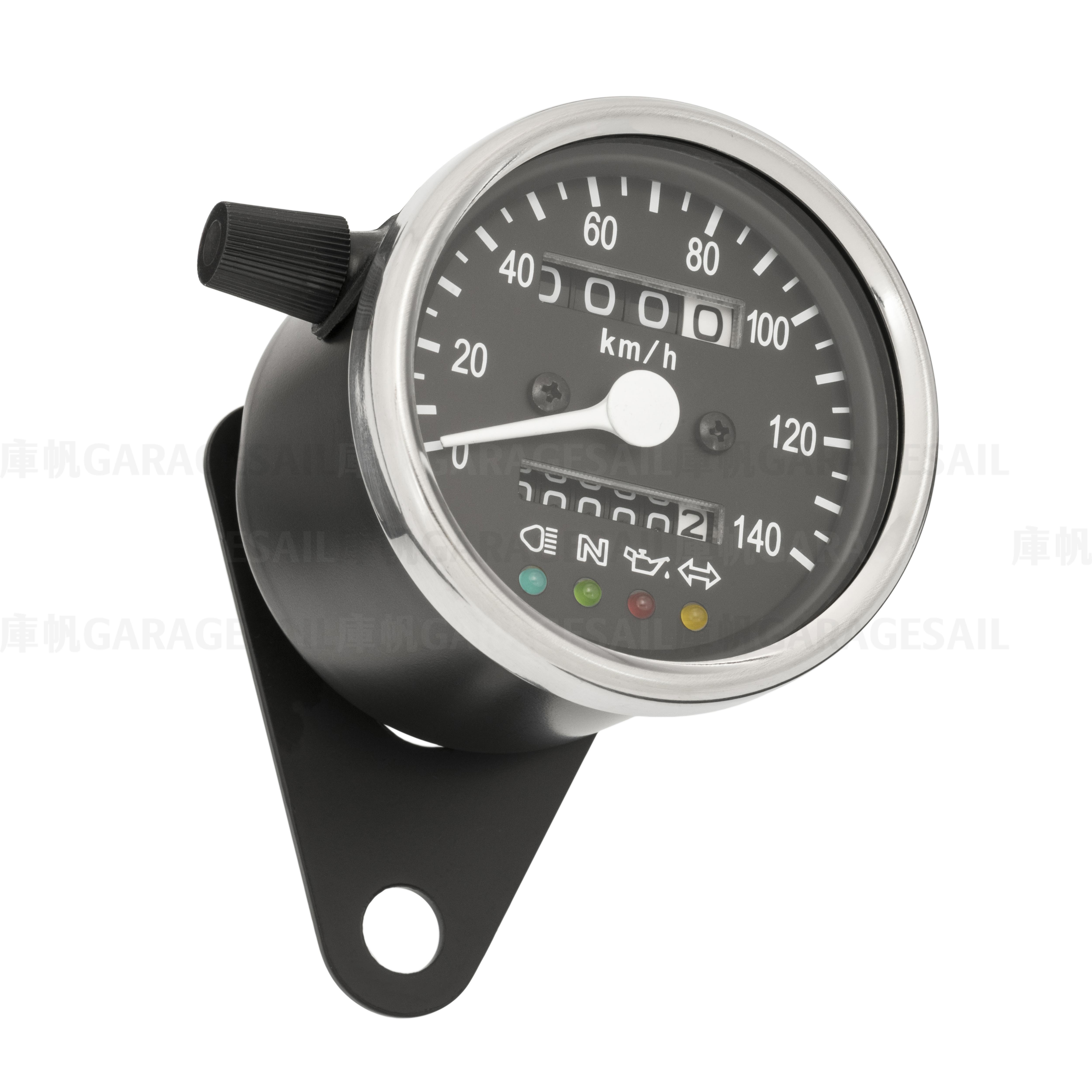 時速表 60mm 多功能顯示 黑/白面 黑殼銀框