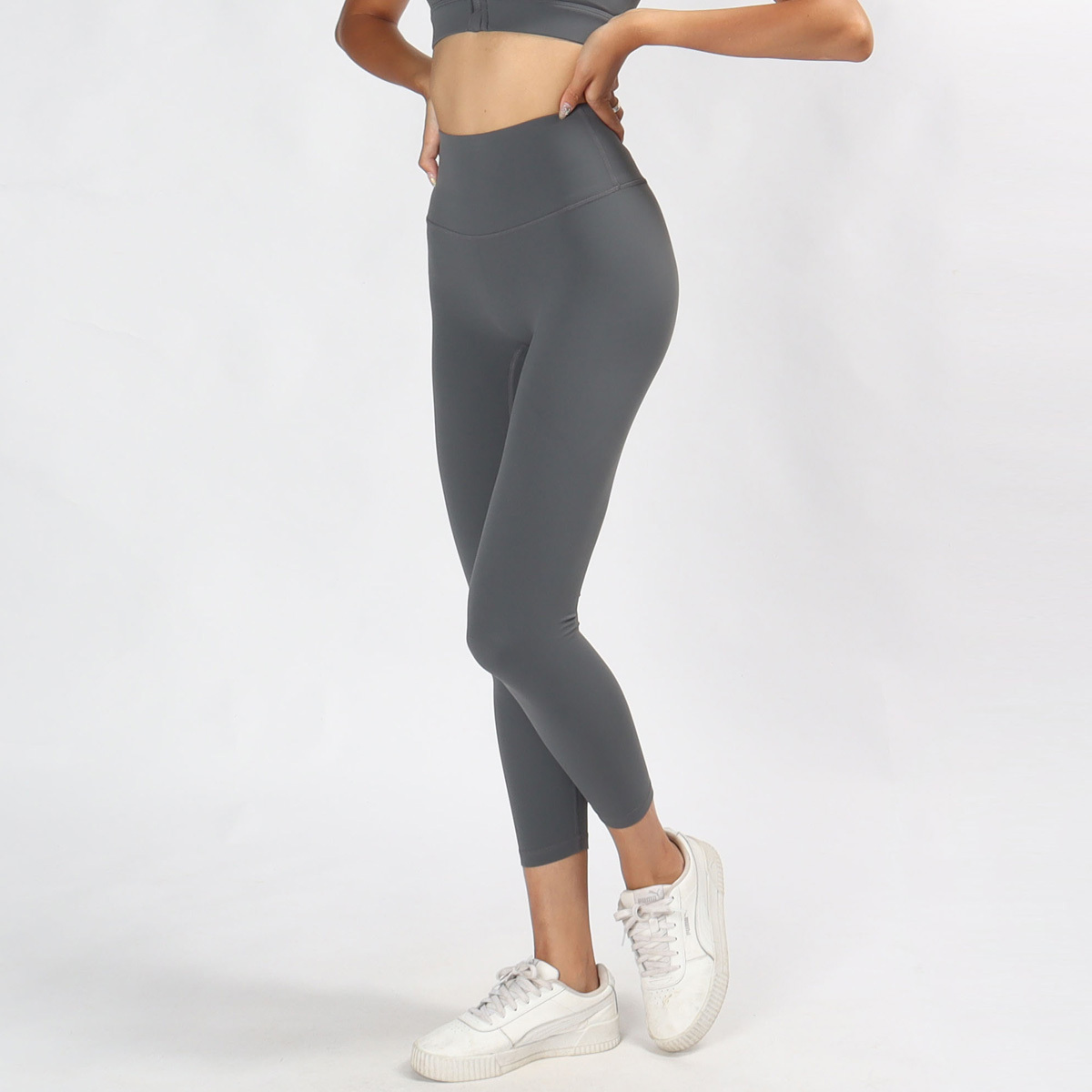 高腰高支撐無尷尬線裸感八分瑜珈/運動/機能褲*