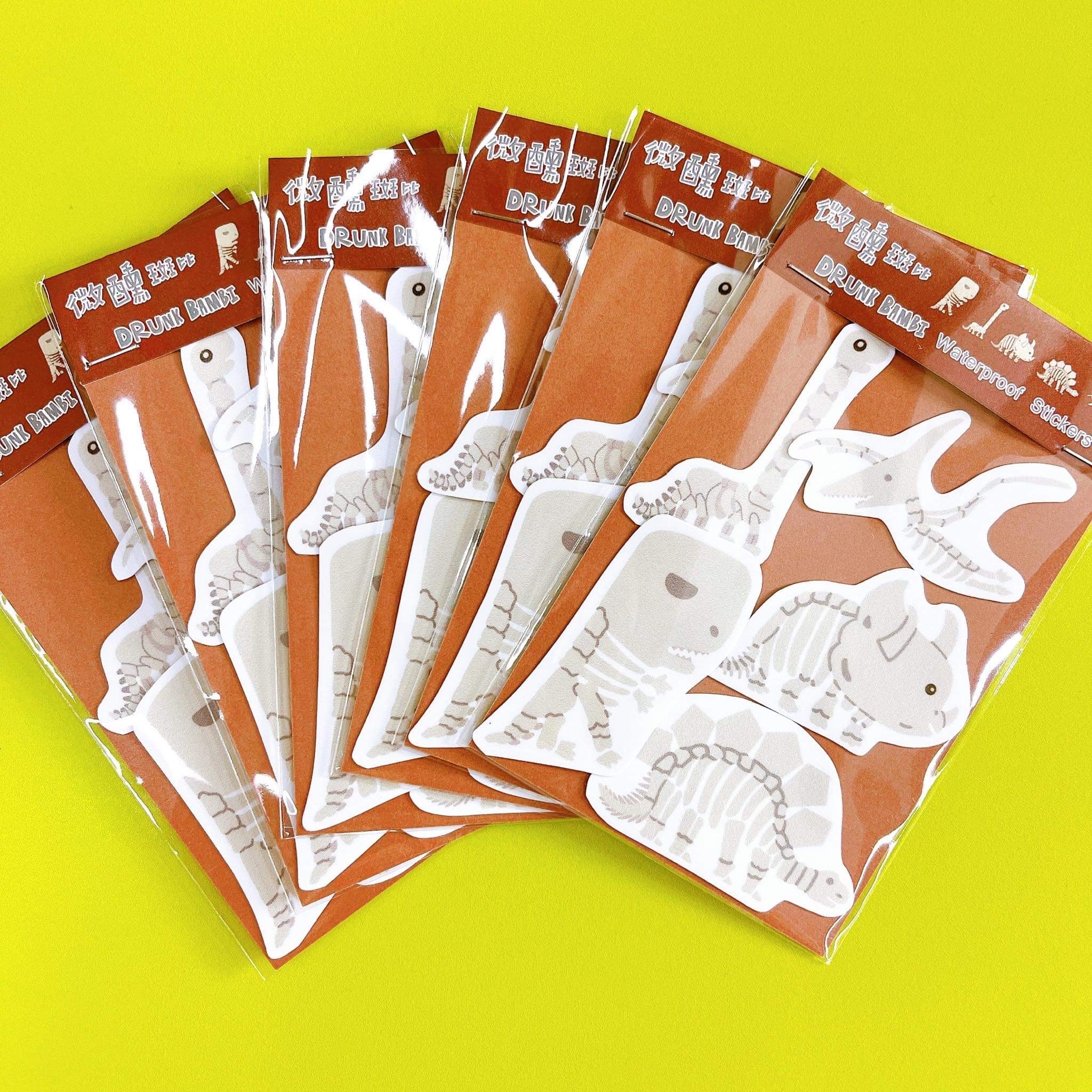 恐龍化石 5入防水貼紙組｜微醺斑比