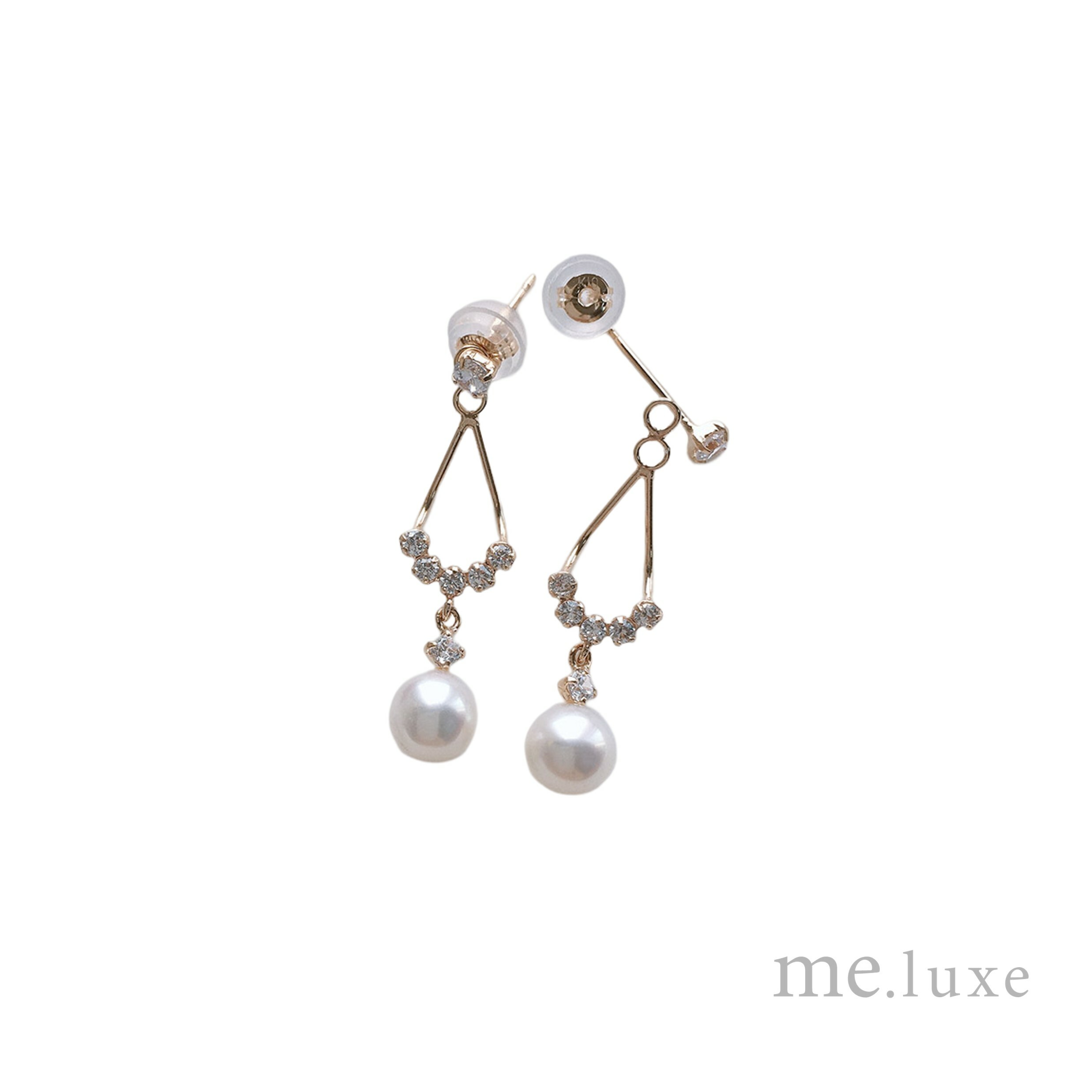 【me.luxe】K10珍珠鋯石多戴式耳環