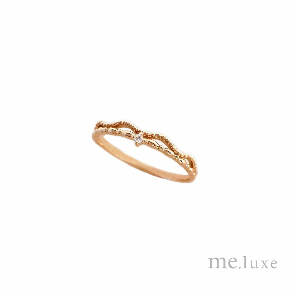 【me.luxe】K10鑽石雙層蕾絲戒