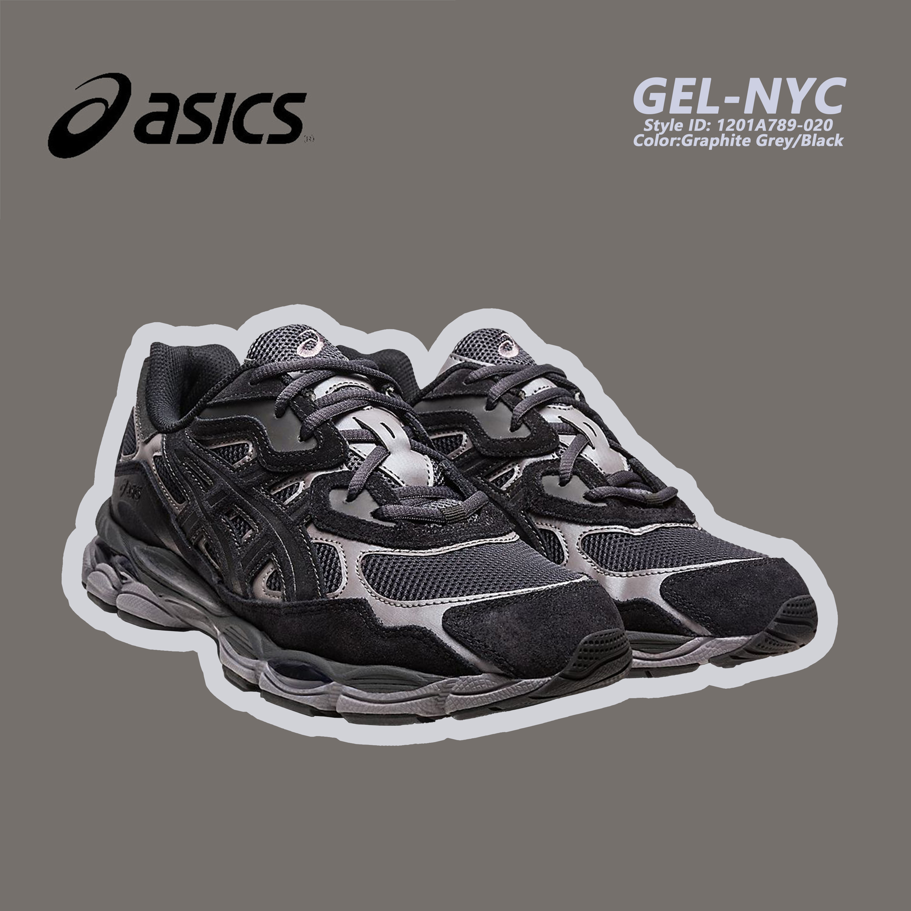 ASICS GEL-NYC 復古網面運動休閒鞋石墨灰