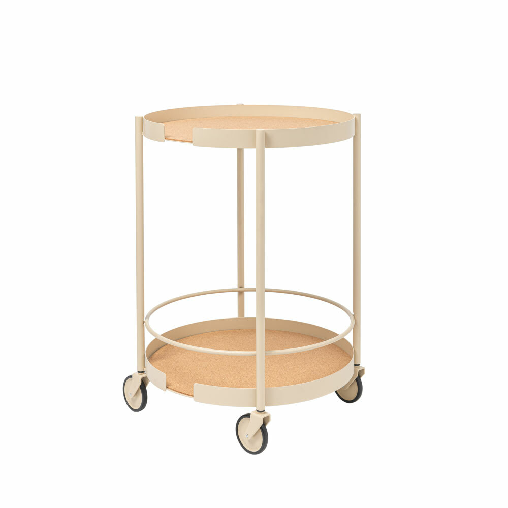 DESIGN BITE圓形推車,拿鐵米色,經典現代風造型設計。