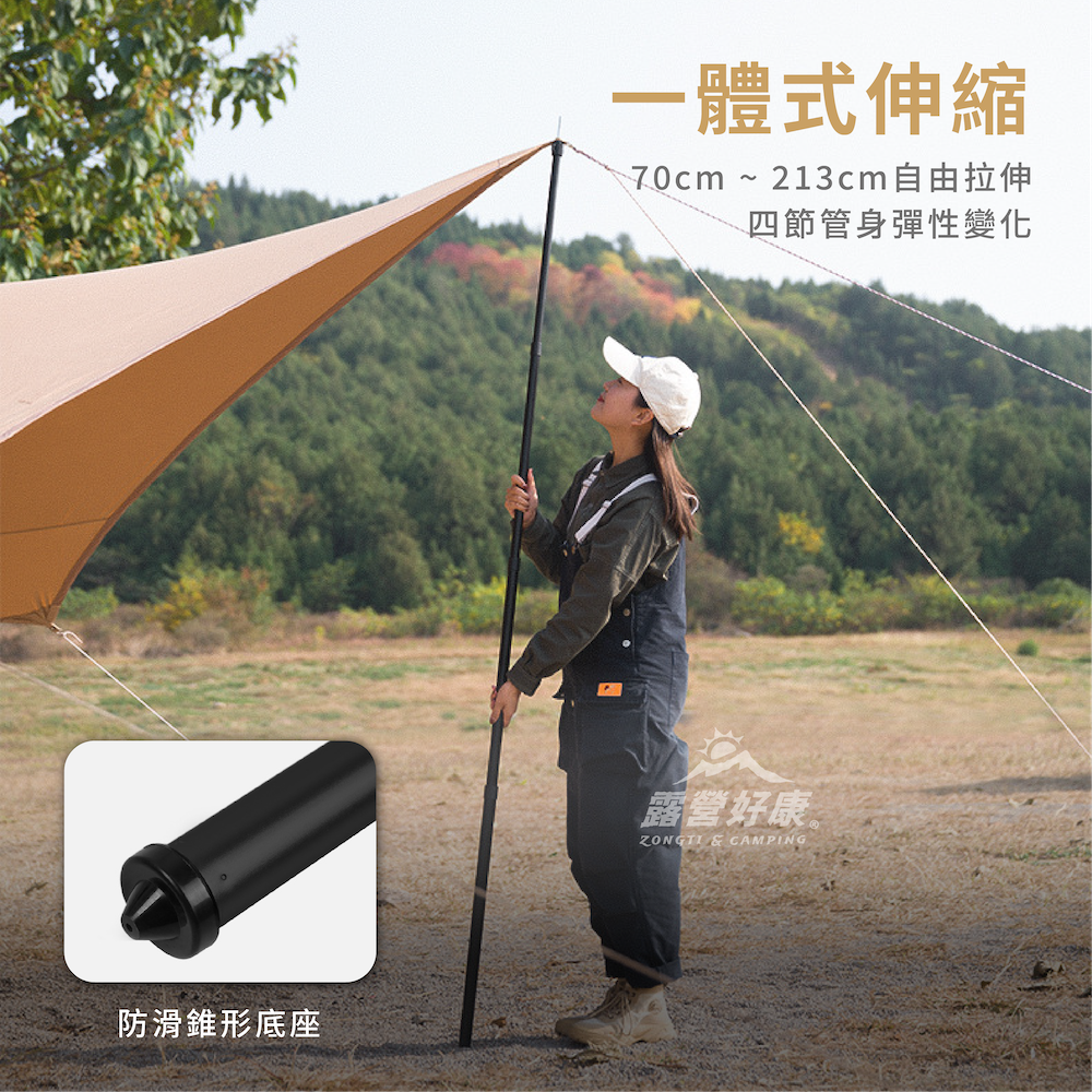 【ShineTrip山趣】213公分黑化鋁合金伸縮營柱 二入(含收納袋) A303-T0H